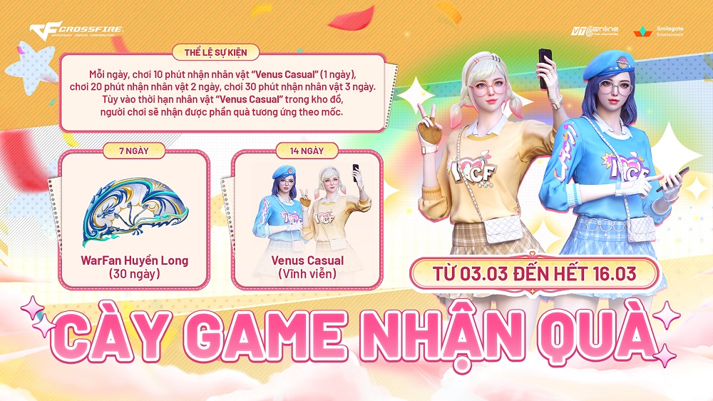 TẶNG VENUS CASUAL VĨNH VIỄN KHI CHƠI GAME 30 PHÚT MỖI NGÀY